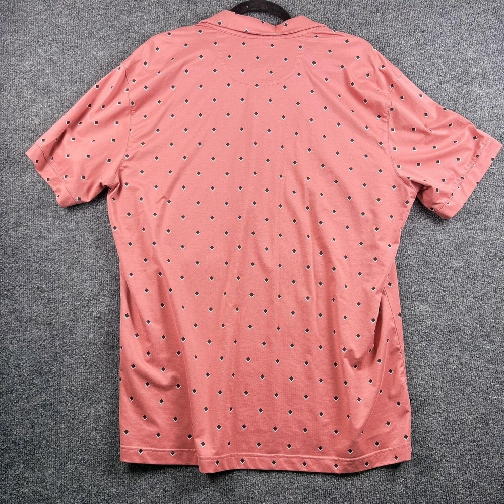Mizzen+Main Polo Shirt‎ Mens XL Pink Trim Fit Geometric Print Performance Golf